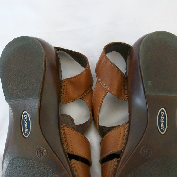 Dr. Scholl's Brown Leather Sling back Sandals - Picture 7 of 9